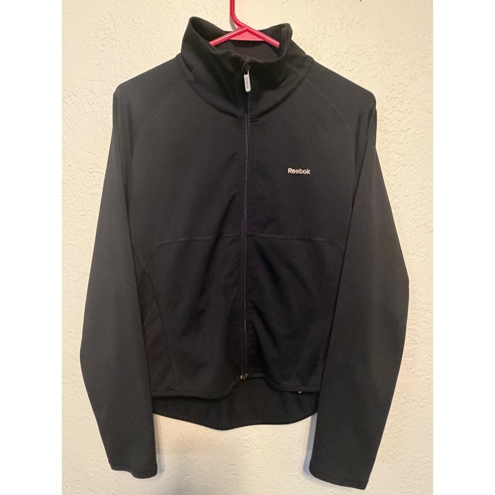 Reebok PlayDry Full Zip Track Jacket Black Mock Neck Small